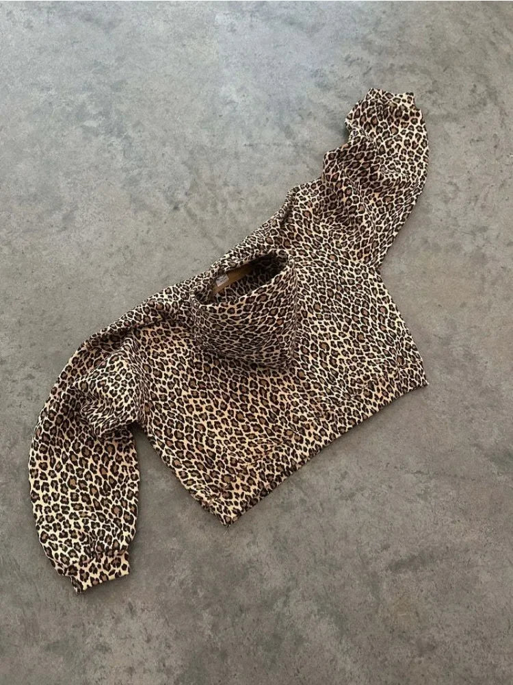 Leopard Hoodies Women Y2k Oversized